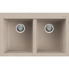 🧼Elleci Quadra LGQ35051 Lavello 2 Vasche Sopratop Granitek Classic Avena 79x50