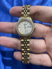Citizen Swarovski Crystal Gold Tone Ladies Watch Missing Gem Stone
