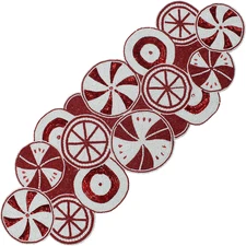 Christmas Beaded Table Runner - Candy Cane - Xmas Holiday Harvest Autumn Fall Th