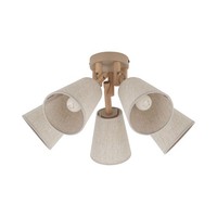Deckenlampe Skandinavisch Holz Grau Sandfarben E27 B:49 Cm Deckenleuchte Stoff