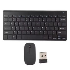 Black Wireless Keyboard  Mouse Combo   Slim Portable LED USB Receiver Kit