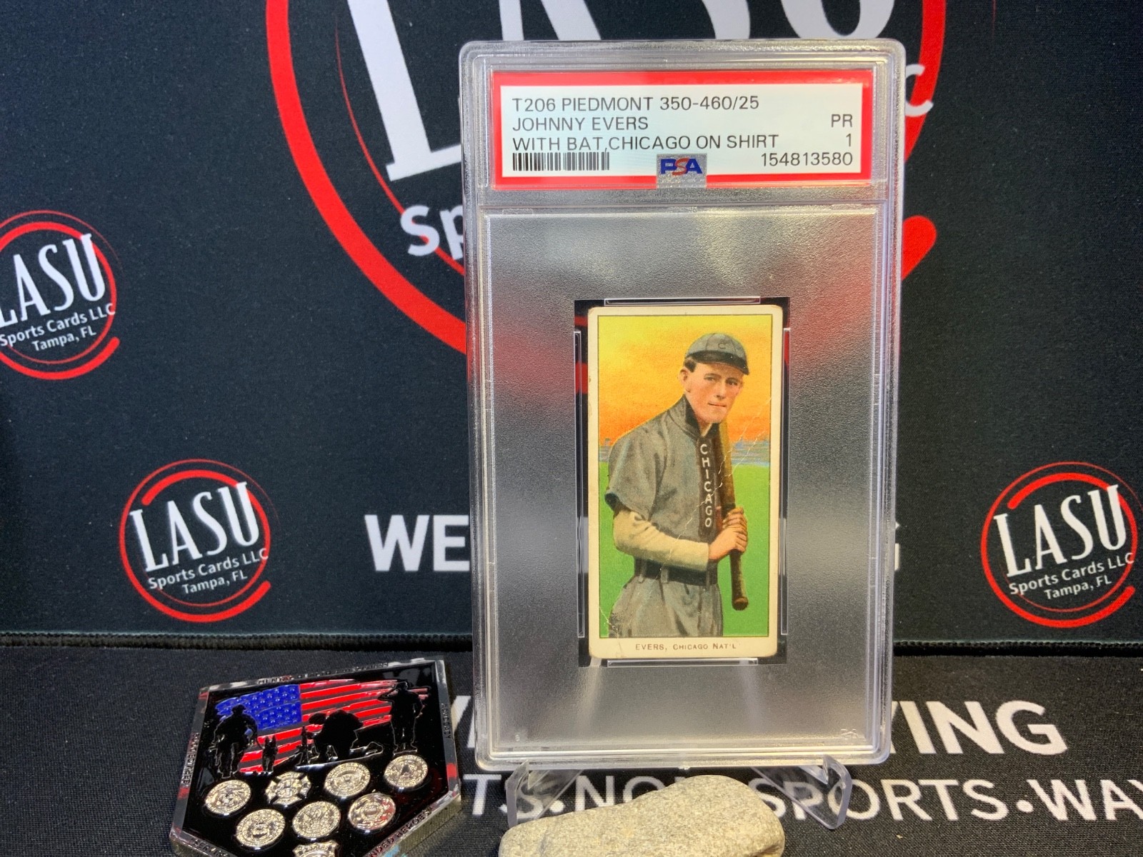 1909 T206 Johnny Evers With Bat / Chicago PSA 1 Sweet Caporal 350/460