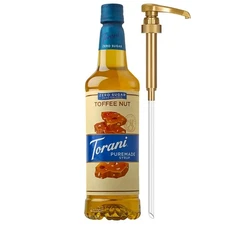 Torani Zero Sugar Puremade Syrup, Toffee Nut Flavoring for Drinks, Pump