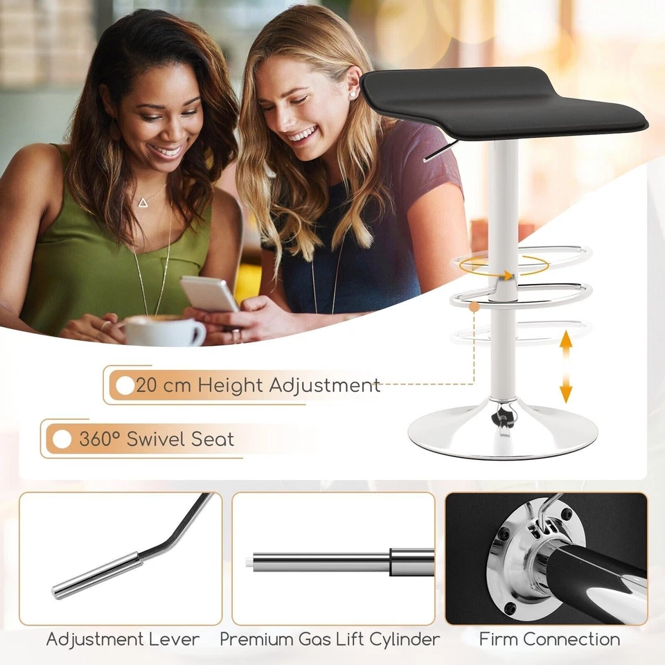 Set of 2 Bar Stools Adjustable Height Swivel Counter Height Pub Dining Chair - Image 3 of 4