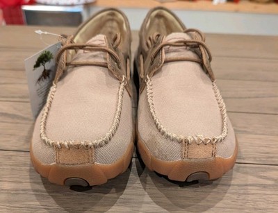 Twisted X ECO MDM0078 Men's Boat Moccasin Shoes - Moc Toe Moisture wicking 9.5M.