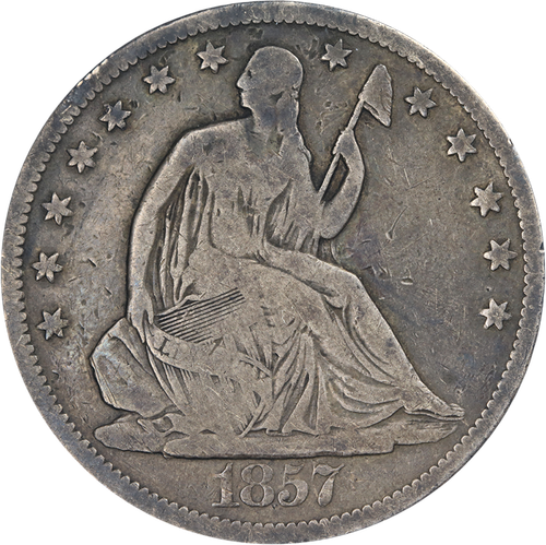 1857-S sitzender Half Dollar schön sehr guter Zustand schönes Auge Appell schöne Prägung