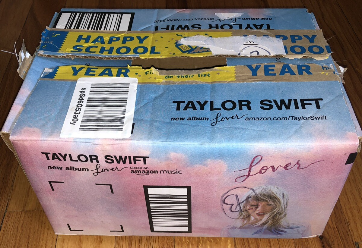 TAYLOR SWIFT Amazon shipping box promoting her CD Lover Cardboard