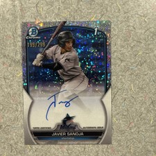 2023 Bowman Chrome Javier Sanoja 1st Speckle Auto 199/299 Miami Marlins