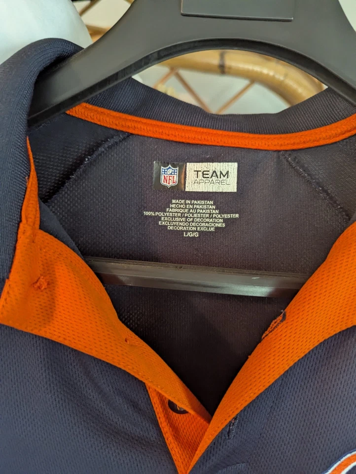NFL Team Apparel Chicago Bears Golf Polo Navy Blue Orange Shirt Men's Large - Image 4 of 4
