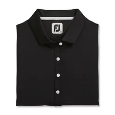 New FootJoy WOMENS S/S SOLID LISLE SELF COLLAR Golf Polo Shirt, BLACK, MEDIUM