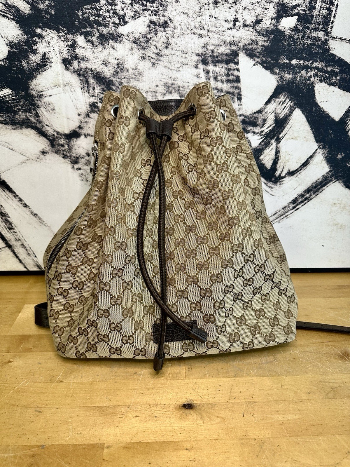 Gucci GG Supreme Drawstring Backpack 449175/62706… - image 1