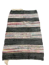 Swedish Throw rag Rug cotton reversible handmade BOLD BOHO 3x5 Patchwork fringe 