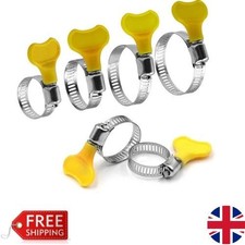 5/10PCS Adjustable Hose Clamps 8-44mm Stainless Steel Pipe Clip Yellow Handle