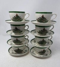 Spode Christmas Tree Cups  Saucers 8 Sets - England