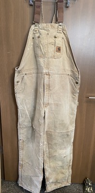 REAL RANCH オーバーオール ミリタリー 90s ビンテージ VTG 90s Carhartt Mens 44x32 Green R27 BRN Bib Overalls Double Knee