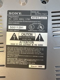 Sony PlayStation PS1 SCPH-7501 Console w Controller Tested Powers On