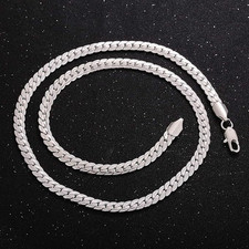 20-24" 925 Silver Diamond Cut Miami Cuban Chain Necklace for Men and Women 6mm
