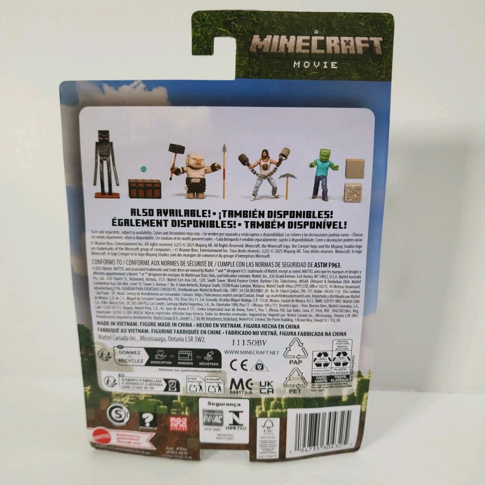 Una película de Minecraft Zombie adoquines y bloques de madera de roble figura de 4" Mattel 2025 nueva Foto 3 de 3