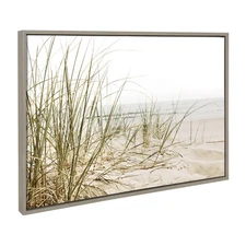 Sylvie Calming Beach Grass Framed Canvas Wall Art by The Creative Bunch Studi...