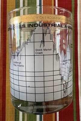 Vintage Dow Jones Industrial Average Glass Cup - (Stock Exchange)