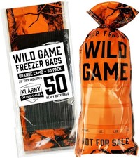 Wild Game Freezer Bags for Ground Meat or Venison, 1.5 LB Blaze Orange Camouflag