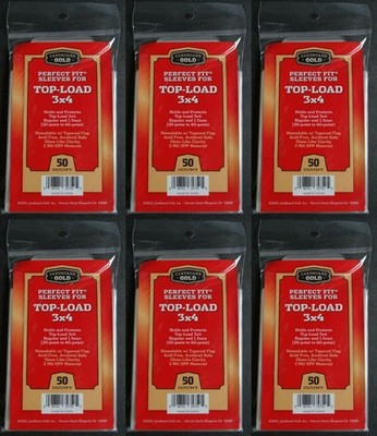 300 Cardboard Gold Perfect Fit Sleeves for Top-Load 3x4 from 20-60 Pt Bag