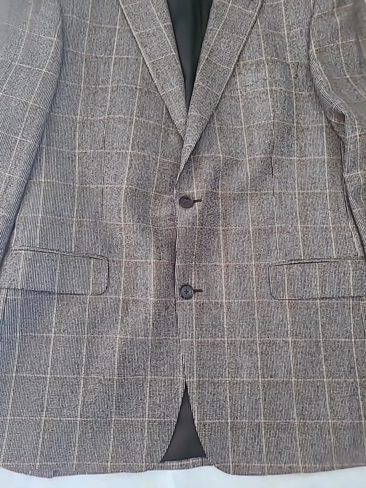 Jaeger Mens Wool Double Breasted Checked Blazer Size 42 Grey - Image 4 of 4
