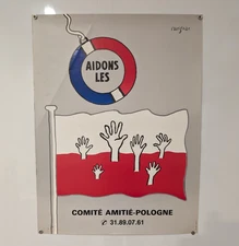 RAYMOND SAVIGNAC - POSTER HELP POLAND 1970/80 - ORIGINAL FRENCH POSTER