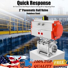 2" Pneumatic Stainless Steel Ball Valve Double Acting Air Actuated 3 8 Bar USA