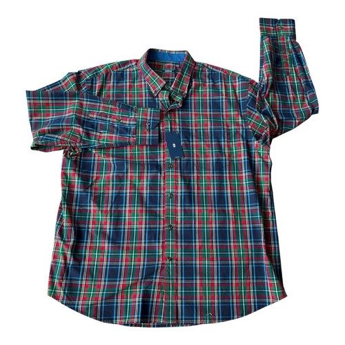New Izod Shirt Men's Size 2XL Red Green Plaid Long Sleeve Button UP Collared NWT - Picture 2 of 7