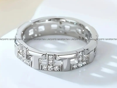 Unique Round Cut T-Shaped Moissanite Women's Full Eternity Wedding Band s925