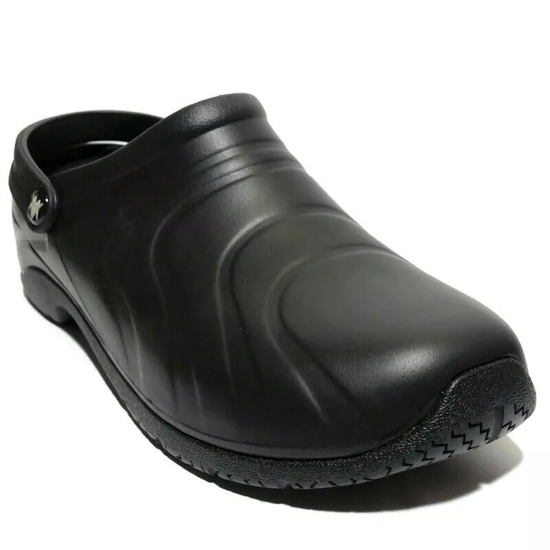 Anywear Zone Womens Slip Resistant Black Slip On Slingback Clogs
