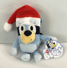 Bluey Plush Christmas Holiday with Santa Hat 7-8" Backpack Clip Keychain NWT