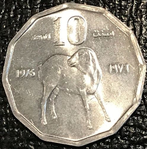 HIGH GRADE AU/UNC 1976 SOMALIA 10 SENTI ALUMINUM COIN-AGT709