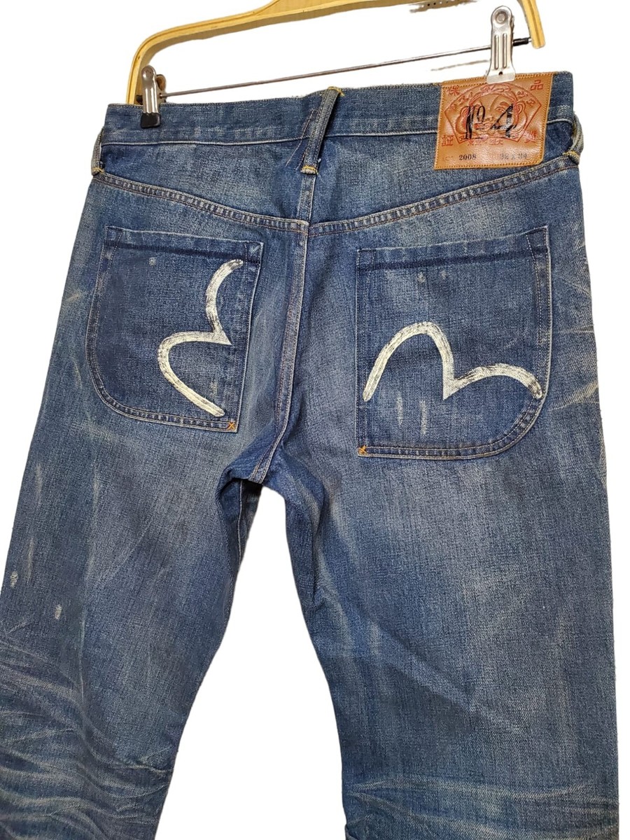 EVISU Heritage Osaka Japan Fly Pockets Dirty Blue Denim