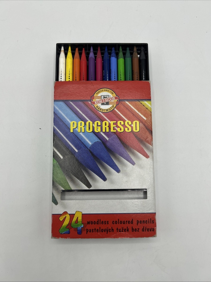 【未使用品】KOH-I-NOOR　プログレッソ　ウッドレス色鉛筆24色　木箱入り Koh-I-Noor Progresso Woodless Colored 24-Pencil Set, Assorted