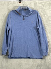 Polo Ralph Lauren Blue Estate Rib Long Sleeve 1/4 Zip Pull Over Sz LT
