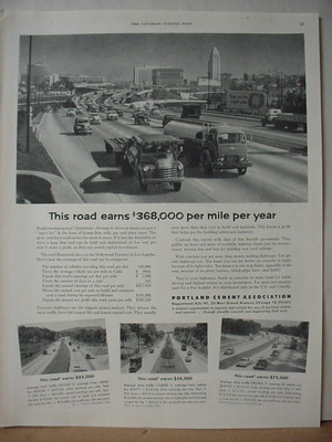1955 Portland Cement Association Road Cost Value Vintage Print Ad 10517