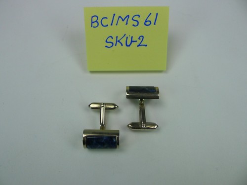 Herren Manschettenknöpfe rechteckig, Edelstahl & blauer Sodalith - Bild 1 von 2