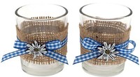 Tischdeko Oktoberfest Bayern 2 Teelichthalter Blau Weiß Enzian Party Deko