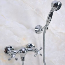 Chrome Brass Bathtub Faucet Set Bathroom Handheld Shower Cold Hot Tap Kit 2na278
