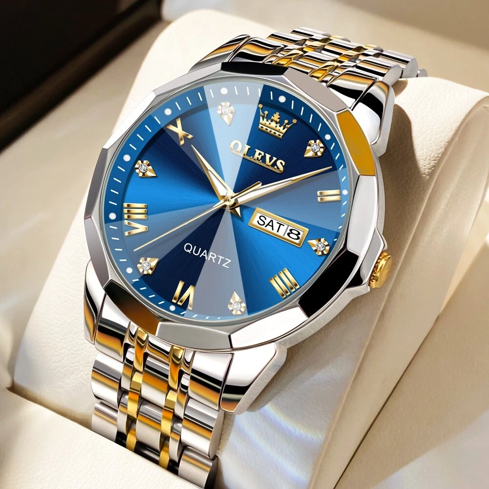 OLEVS Men s Watch Rhombus Mirror Original Quartz Watch Waterproof Luminous