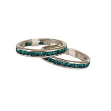 NWT 2 x Size 7 3mm Turquoise Crystal Silver Plated Eternity Rings