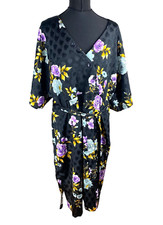 Very Dress Women’s UK Size 20 Black Floral Summer Midi Belted V-Neck Belted