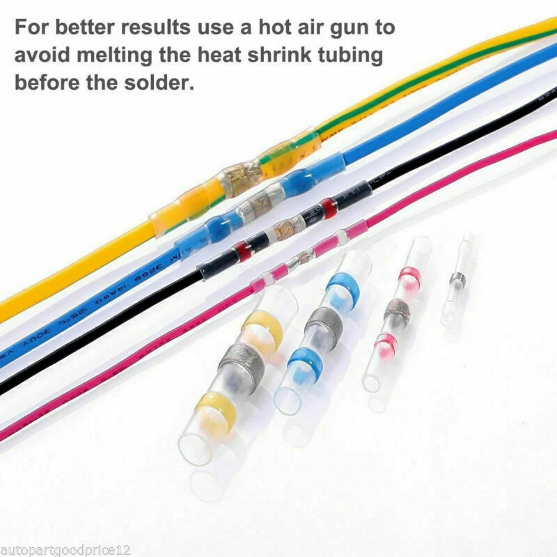 100 шт. 4 размера водонепроницаемая паяльная гильза термоусадочная трубка разъемы для проводов - Изображение 3 из 4