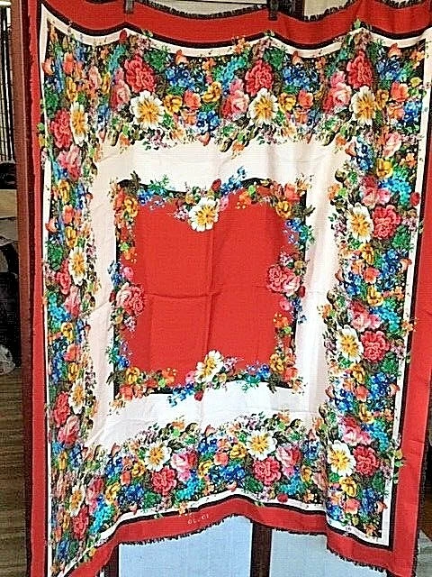 GUCCI 2019 JOSEPHINE SOIE IMPRIMÉ FLORAL ÉCHARPE OVERSIZE ENVELOPPANTE 53”X53” ITALIE NEUVE AVEC ÉTIQUETTE