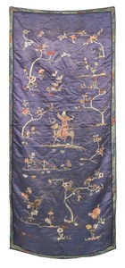 Chinese 19thC Qing Dynasty Embroidered Silk Panel