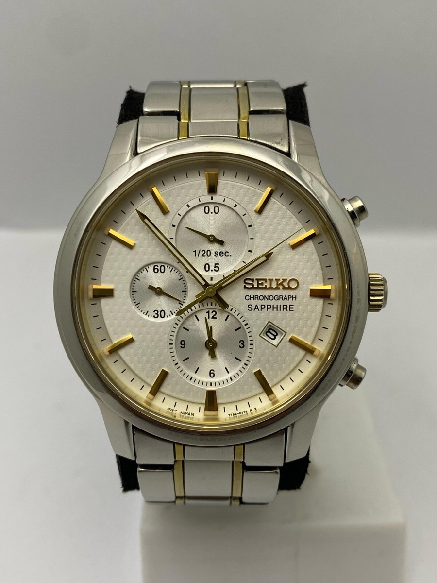 SEIKO CHRONOGRAPH 腕時計 SEIKO Chronograph 100m 7T92-0DW0 Black Quartz Watch, 38mm | eBay
