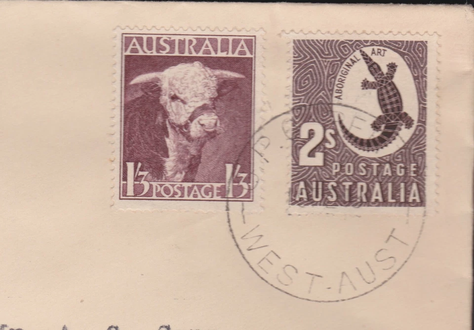 1948 Australia 2/- Bull & 1'3 Crocodile GPO PERTH FDC First Day Cover - Image 2 of 2