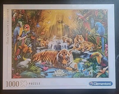 SEALED Clementoni Mystic Tigers 1000 pc Jigsaw Puzzle Buddha Jungle Italy (SHF)